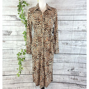 INC International Concepts Dress sz Small Black Brown Maisie Animal Slinky Knee